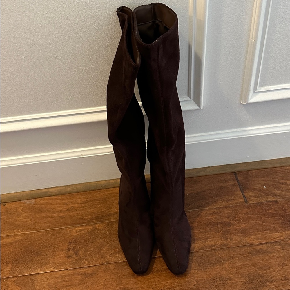 NWT Banana Republic Factory knee high faux suede boots chocolate brown size 7.5 - Picture 12 of 13